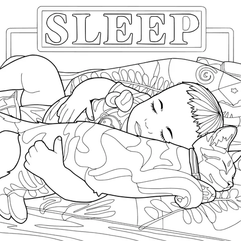 Child and Cat Sleeping Together