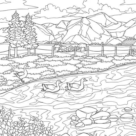 Rural riverside scenery