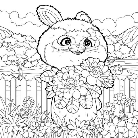 手持鲜花的兔子
