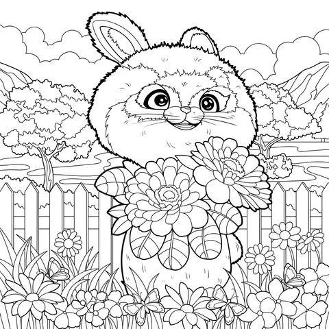 Rabbit Holding Flowers