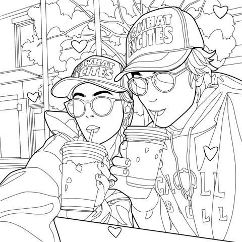 Lovers Drinking Together Sweetly