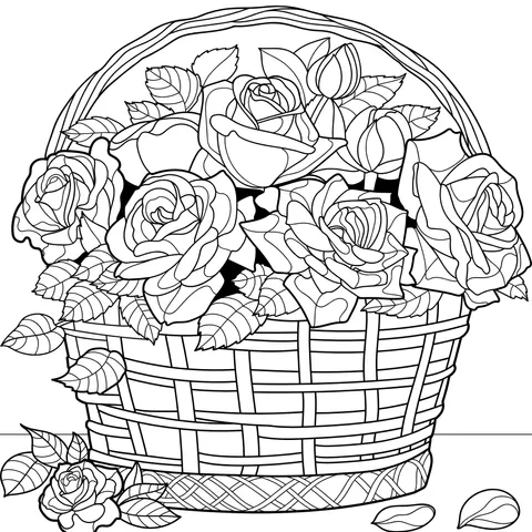 Basket Filled with Roses