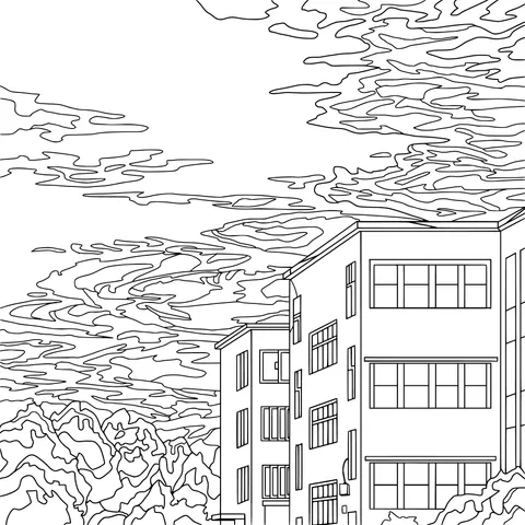 Buildings and Clouds at Sunset