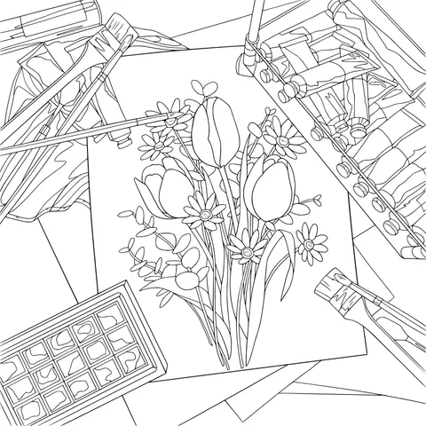 Flower Painting and Art Tools