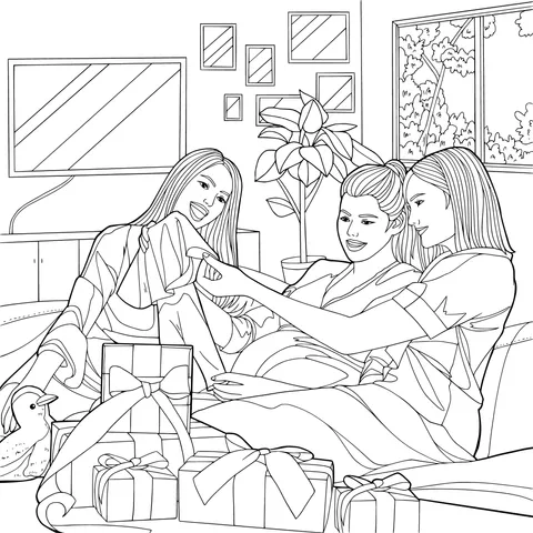 Friends giving gifts to a pregnant woman