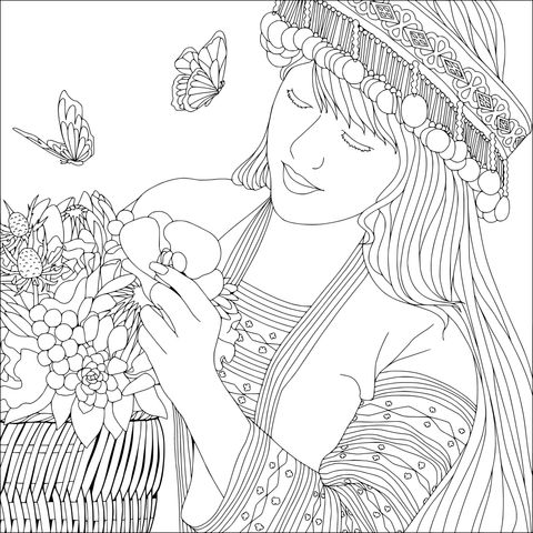 手持鲜花的少数民族女子