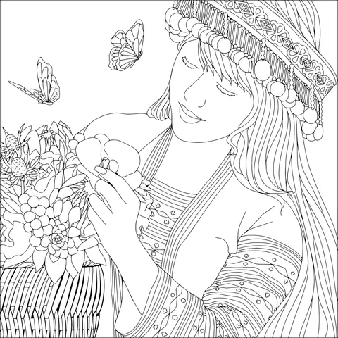 Ethnic - minority woman holding flowers
