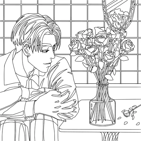 Man in Thought and Roses