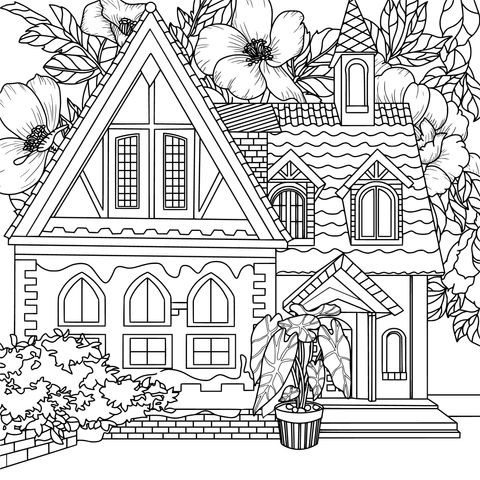 繁花环绕的梦幻小屋