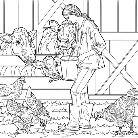 Farmer feeding livestock