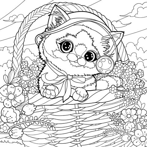 花篮中的可爱猫咪