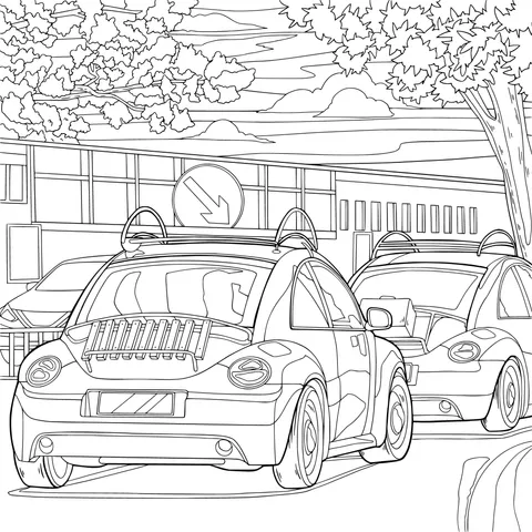 Colorful Cars in the Parking Lot