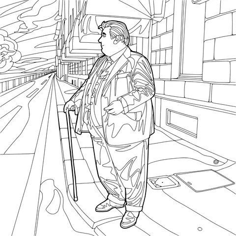 An Old Man Standing with a Cane