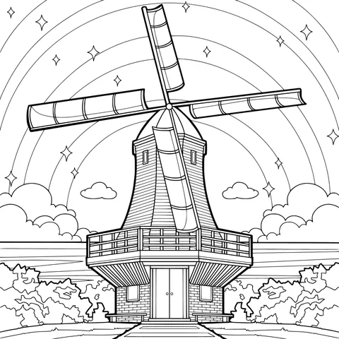 Dreamy Windmill Night Scene