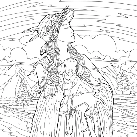 Woman Holding a Lamb