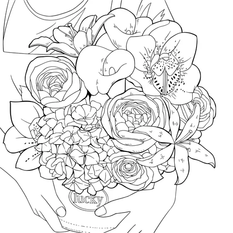 Holding a lucky bouquet