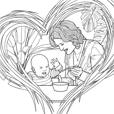 Mother feeding a baby