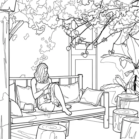 A woman reading leisurely outdoors