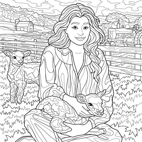 Shepherdess in the Countryside