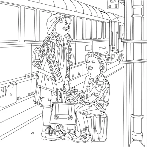 Joyful moment on the train platform