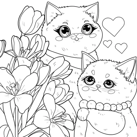 Cute Cats among the Flowers