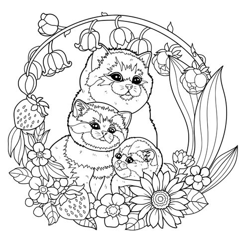 萌趣猫咪与花卉
