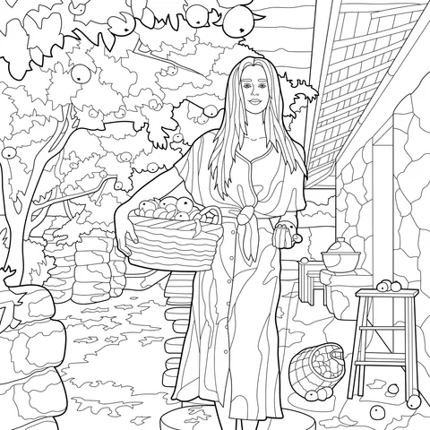 Woman Harvesting in Orchard