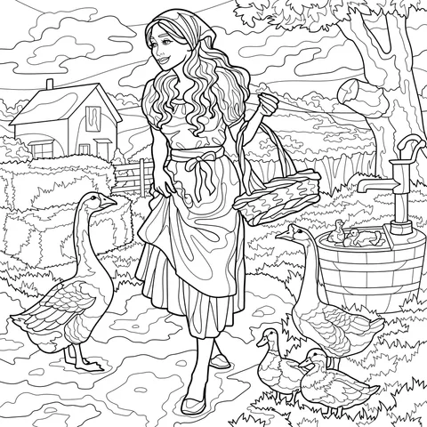 Woman and Poultry on the Farm