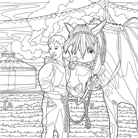 A Boy's Warm Companionship with a Horse