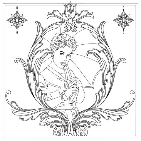 持伞女士插画