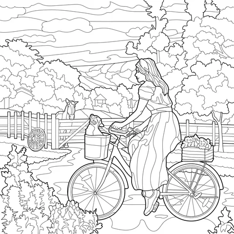 Woman cycling in the countryside