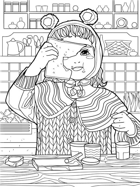 小女孩在厨房制作美食