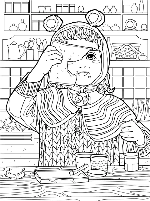 Little girl making delicious food in the kitchen