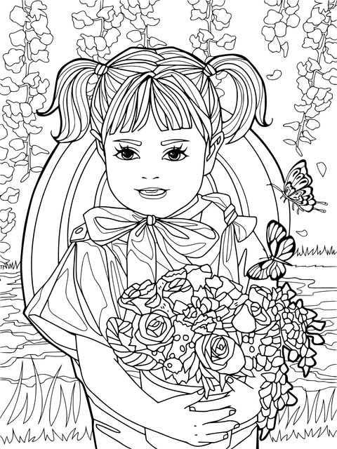 手持花束的小女孩