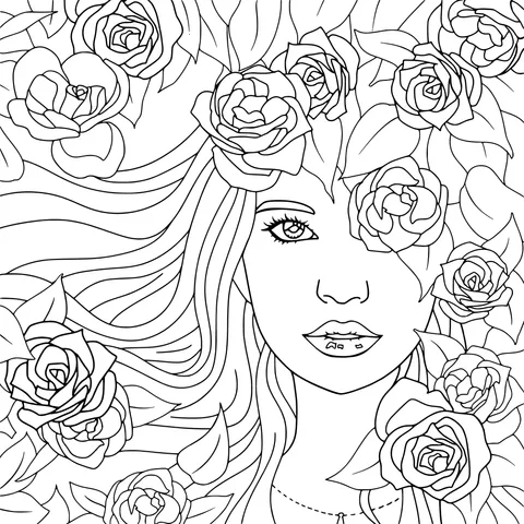 Woman Surrounded by Roses