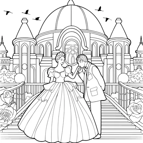 A Romantic Encounter in Front of a Fairy - tale Castle