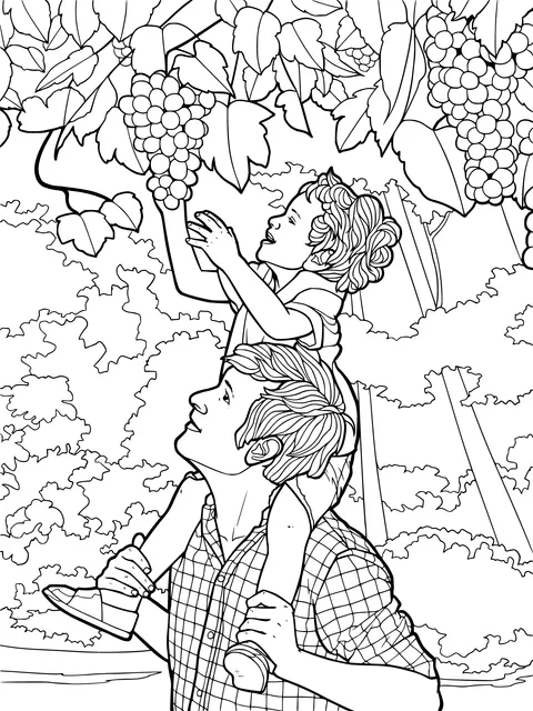 Grape - Picking Journey on Father's Shoulders