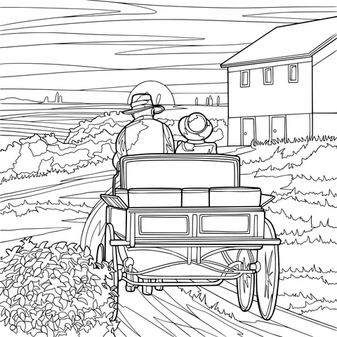 A Country Carriage Ride at Sunset