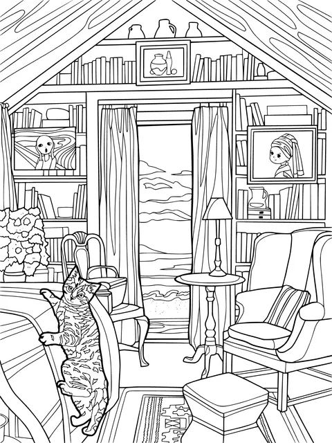 Cozy Attic Study with a Sea View