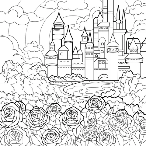 Dreamy Castle and Rose Garden