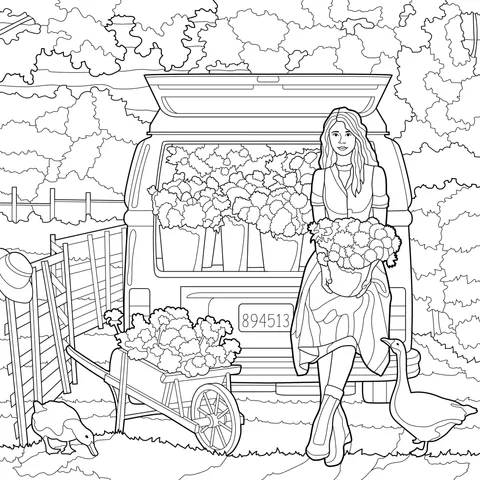 Flower - grower and the Van Full of Flowers