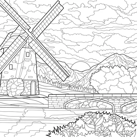 Beautiful Rural Windmill Scenery
