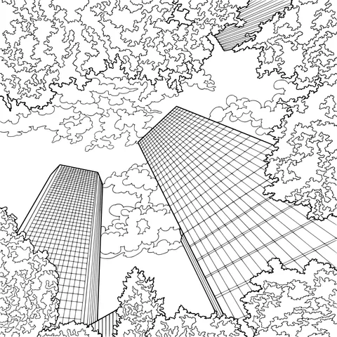 Skyscrapers Surrounded by Green Trees