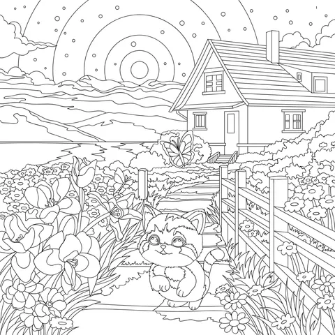 The Dreamy Garden Night of the Kitten