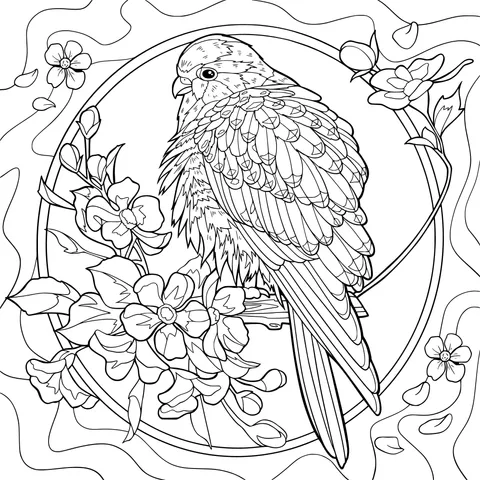 Bird on Flowering Branch