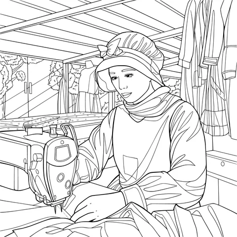 Woman Sewing