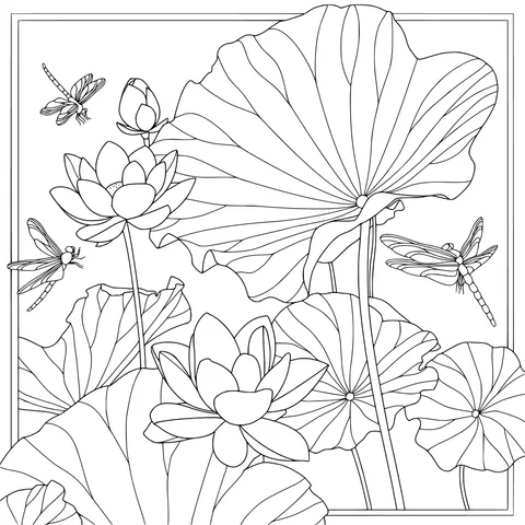 Picture of Dragonflies in Lotus Pond