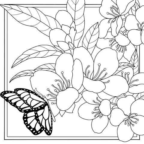 Butterfly and Peach Blossoms