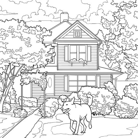 带狗的住宅景观