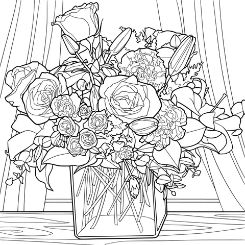 Colorful flowers in a vase